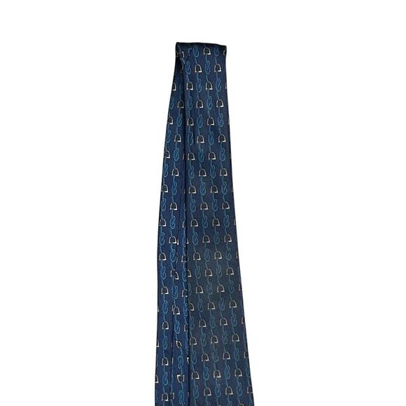 Gucci Mens Navy Blue Printed Silk Designer Neck Tie Pointed Adjustable Italy - Picture 2 of 14